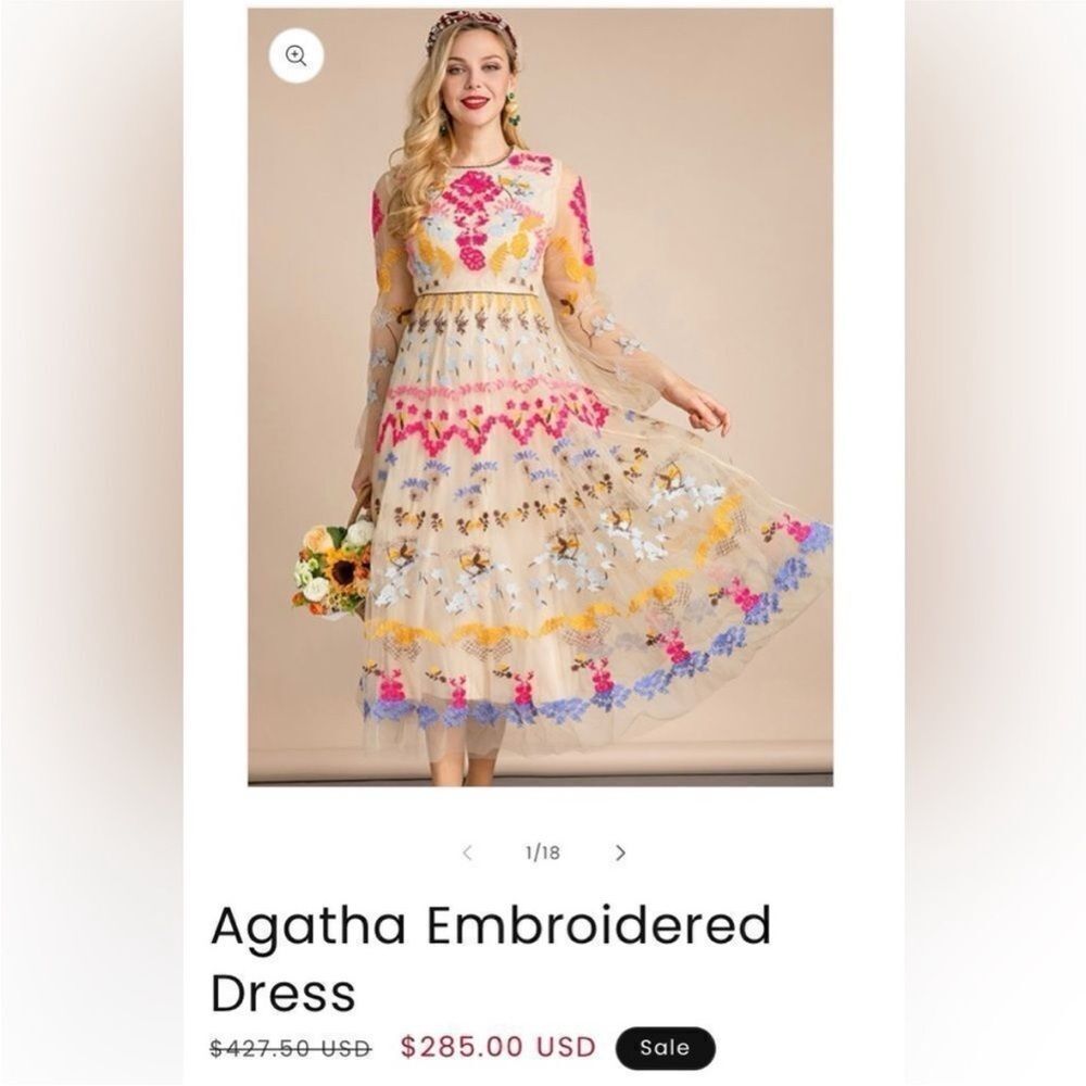 Floral Embroidered Maxi Dress - Picture 3 of 15